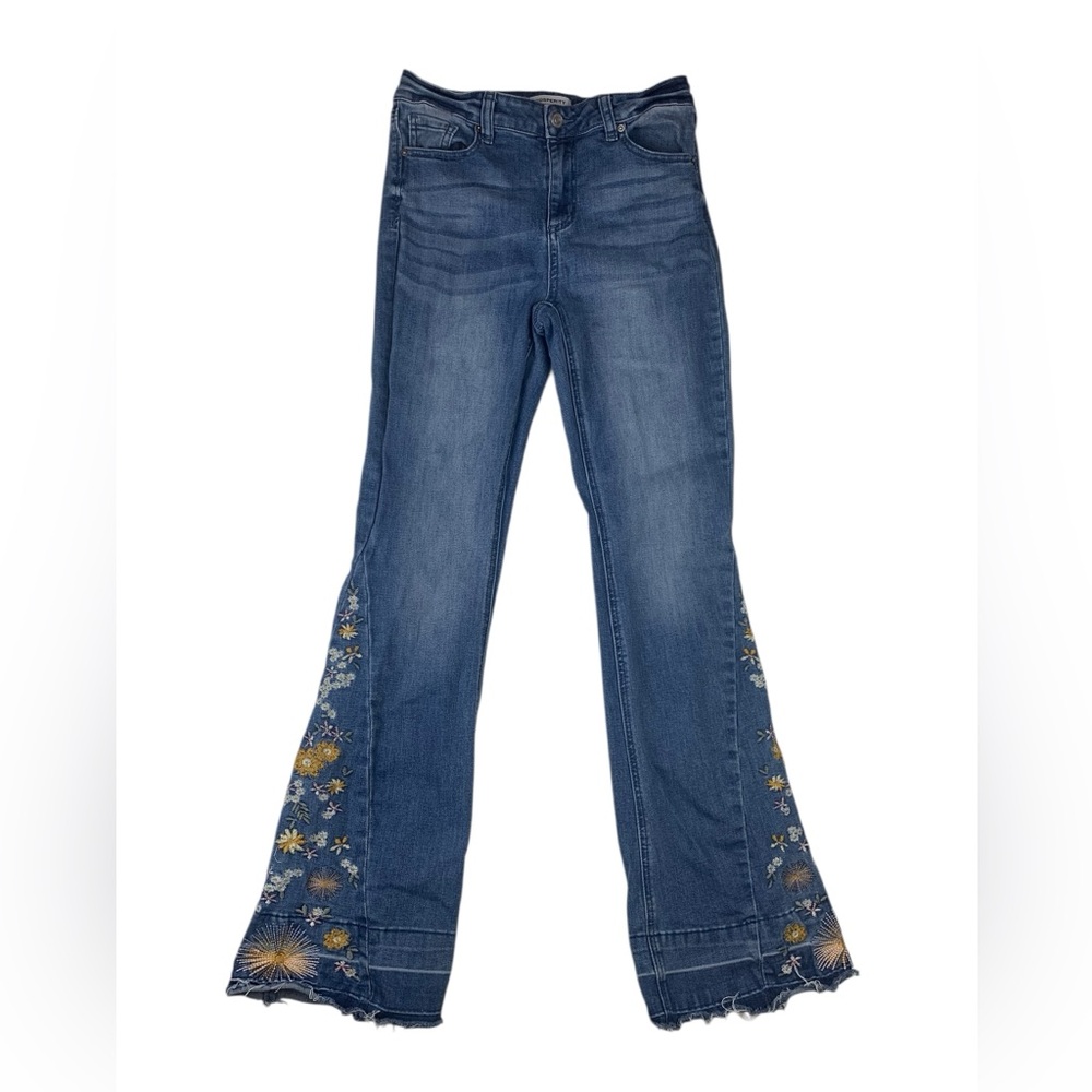 Floral Embroidered Wide Leg Jeans